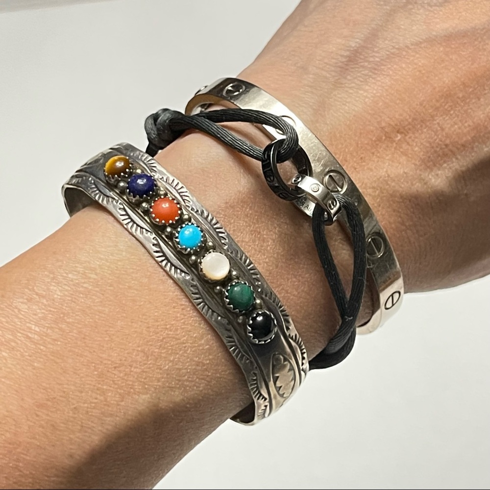 Vintage Navajo sterling silver Seven Stone bracelet